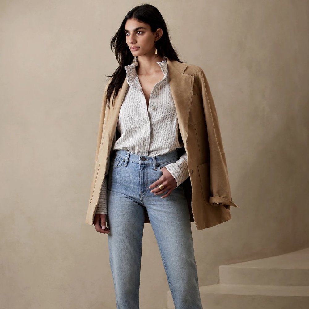 Banana Republic rigid denim high rise relaxed bootcut jeans